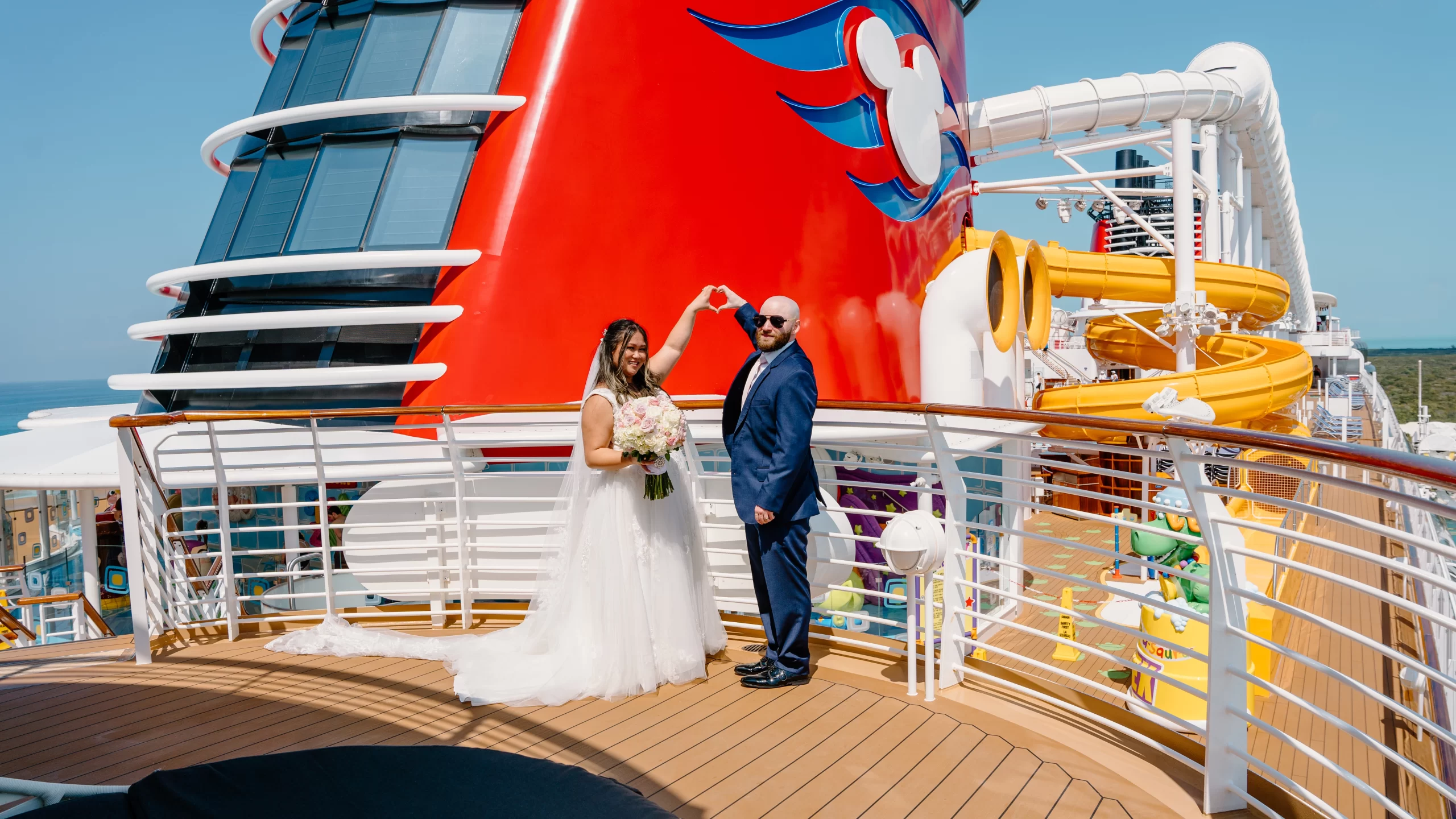 Zalayets Wedding - Disney Cruise Ship Making Hand Hearts